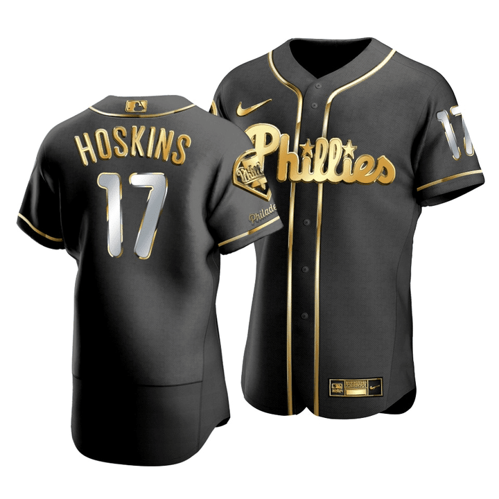 Men's Philadelphia Phillies Rhys Hoskins #17 Golden Edition Black  Jersey , MLB Jersey
