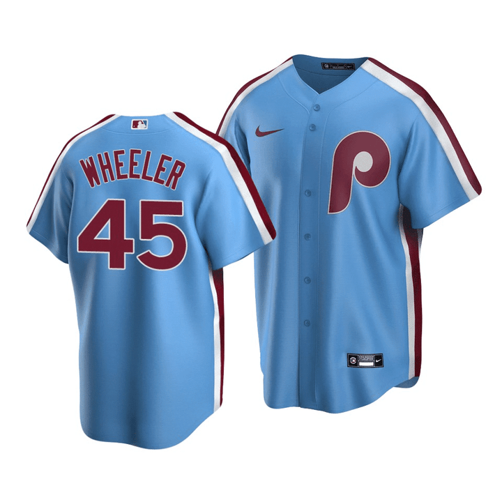 Men's Philadelphia Phillies Zack Wheeler #45 Cooperstown Collection Light Blue Road Jersey , MLB Jersey