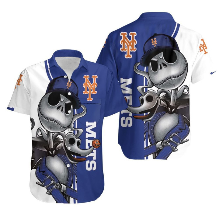 New York Mets jack skellington and zero Hawaiian Shirt