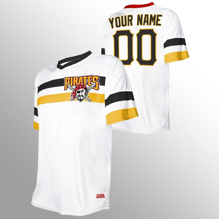 Pittsburgh Pirates Custom White Cooperstown Collection V-Neck Jersey