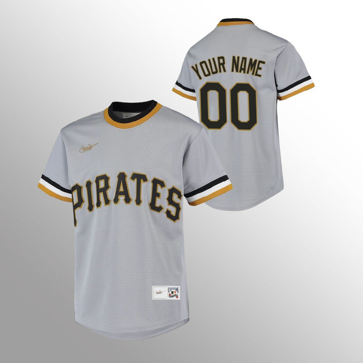 Youth Pittsburgh Pirates #00 Custom Gray Road Cooperstown Collection Jersey