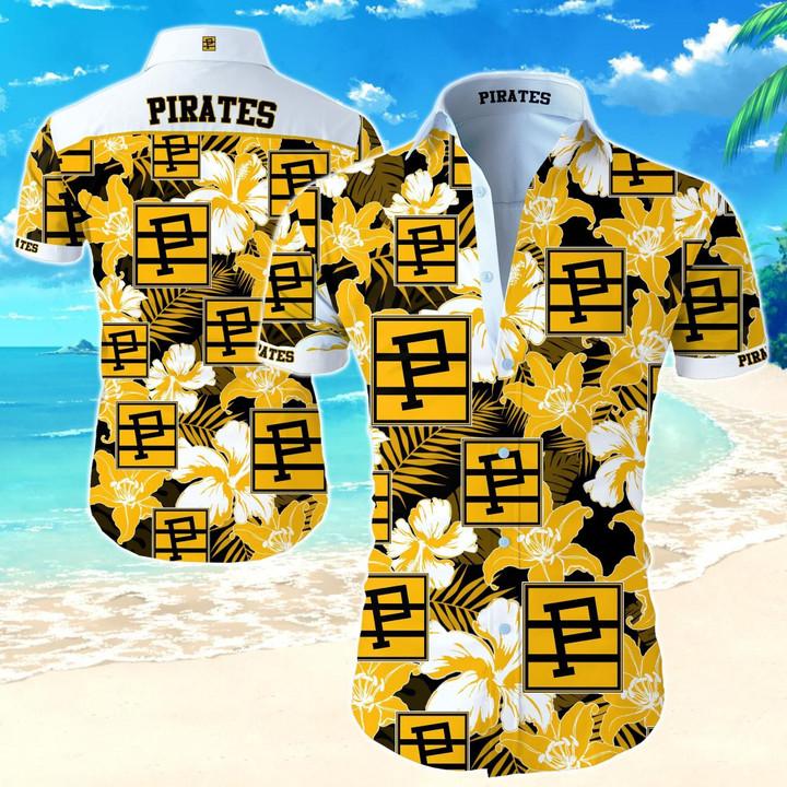 Pittsburgh Pirates Hawaiian Shirt Summer Button Up Shirt For Men Beach Wear Short Sleeve Hawaii Shirt