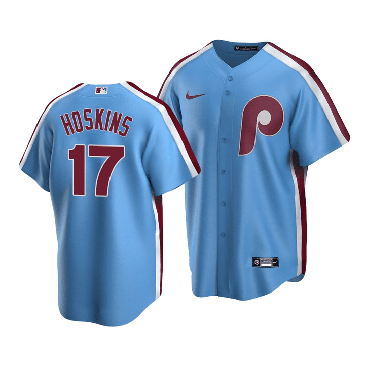Men's Philadelphia Phillies Rhys Hoskins #17 Cooperstown Collection Light Blue Road Jersey , MLB Jersey