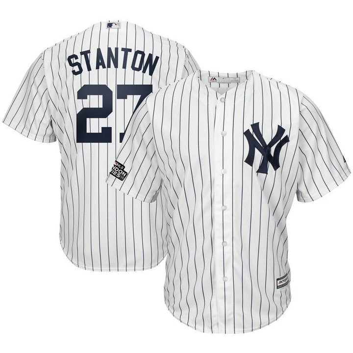 Giancarlo Stanton New York Yankees Majestic 2019 London Series Cool Base Player Jersey - White Navy , MLB Jersey