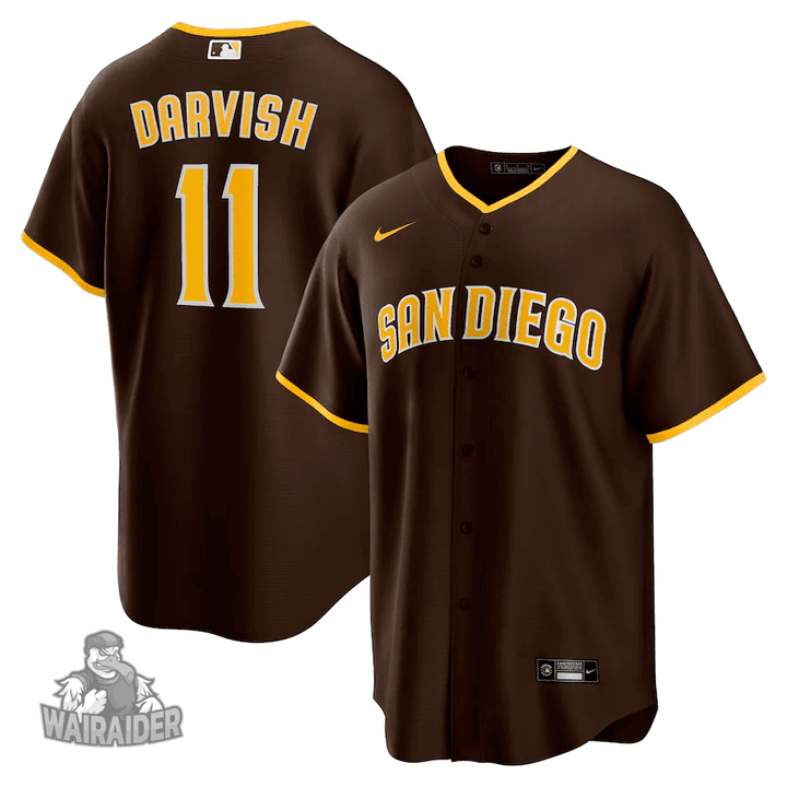 Men's San Diego Padres Yu Darvish Brown Alternate Replica Player Jersey