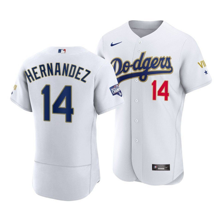 Men's Los Angeles Dodgers Enrique Hernandez #14 2021 Gold Program Jersey White Gold , MLB Jersey