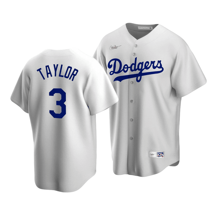 Men's Los Angeles Dodgers Chris Taylor #3 Cooperstown Collection White Home Jersey , MLB Jersey