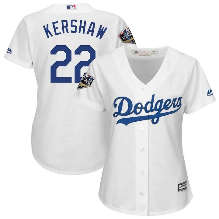 Clayton Kershaw Los Angeles Dodgers Majestic Women's 2018 World Series Cool Base Player Jersey - White , MLB Jersey