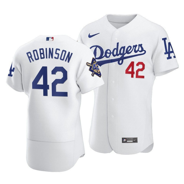 Men Los Angeles Dodgers Jackie Robinson #42 Jackie Robinson Day Home Jersey White , MLB Jersey