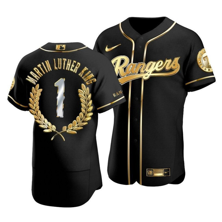 Men's Texas Rangers Martin Luther King Black Special Golden Edition Jersey , MLB Jersey