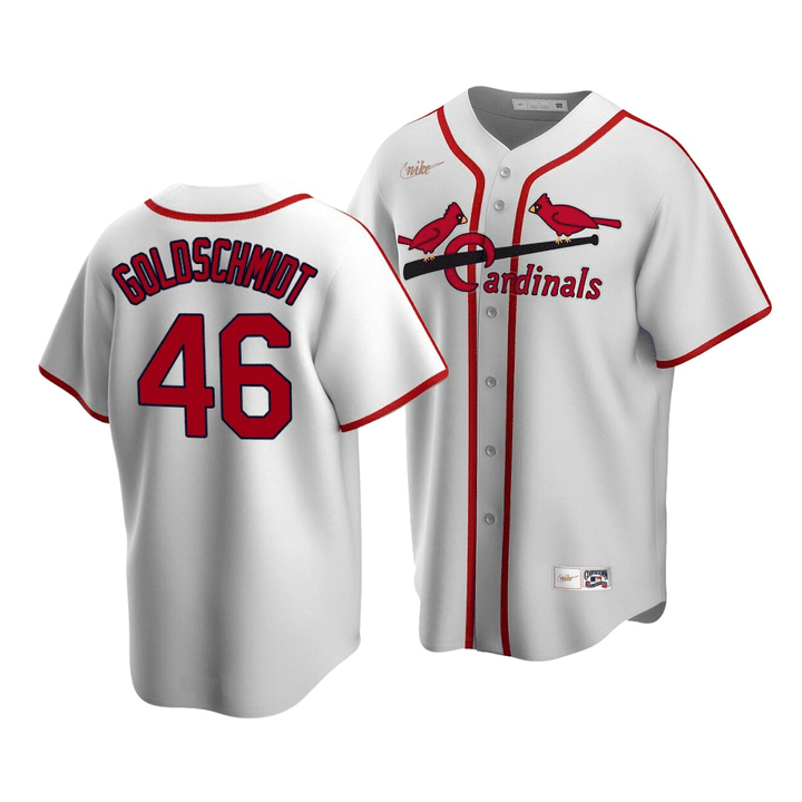 Men's  St. Louis Cardinals Paul Goldschmidt #46 Cooperstown Collection White Home Jersey , MLB Jersey