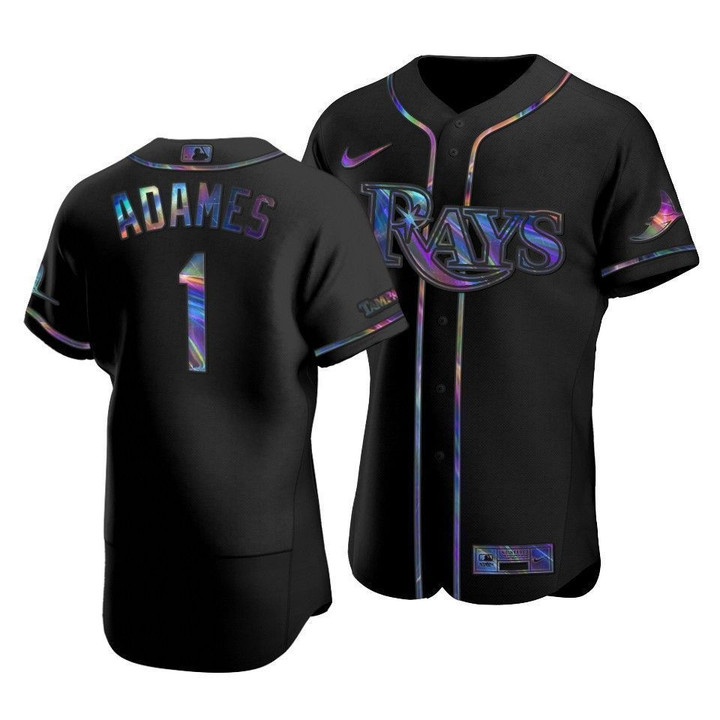 Tampa Bay Rays Willy Adames #1 Iridescent Logo Holographic Limited Jersey Black , MLB Jersey
