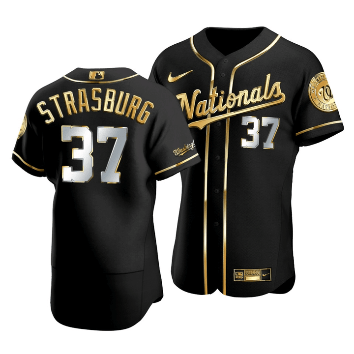 Men's Washington Nationals Stephen Strasburg #37 Gold Edition Black  Jersey , MLB Jersey