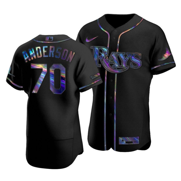 Tampa Bay Rays Nick Anderson #70 Iridescent Logo Holographic Limited Jersey Black , MLB Jersey