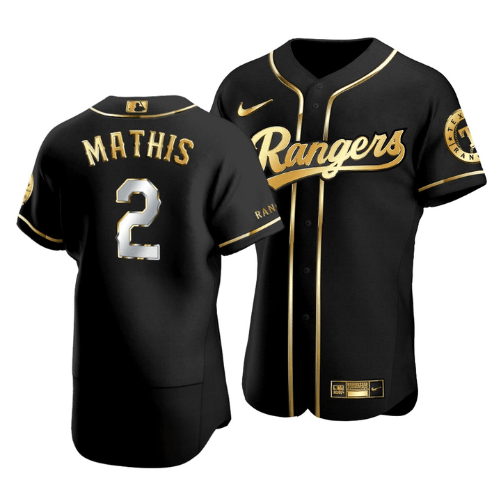 Men's  Texas Rangers Jeff Mathis #2 Golden Edition Black  Jersey , MLB Jersey