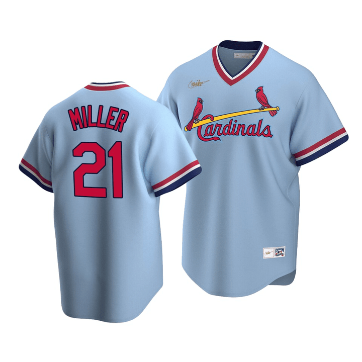 Men's  St. Louis Cardinals Andrew Miller #21 Cooperstown Collection Light Blue Road Jersey , MLB Jersey