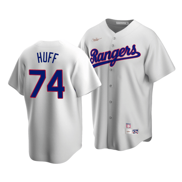 Men's Texas Rangers Sam Huff #74 Cooperstown Collection White Home Jersey , MLB Jersey