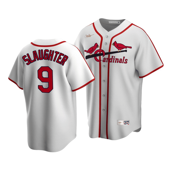 Men's  St. Louis Cardinals Enos Slaughter #9 Cooperstown Collection White Home Jersey , MLB Jersey