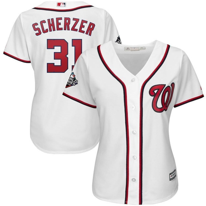 Max Scherzer Washington Nationals Majestic Women's 2019 World Series Bound Official Cool Base Player Jersey - White , MLB Jersey