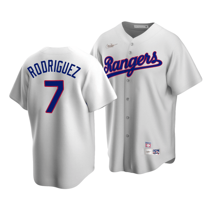 Men's Texas Rangers Ivan Rodriguez #7 Cooperstown Collection White Home Jersey , MLB Jersey