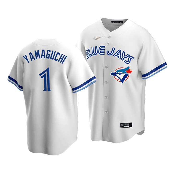 Men's Toronto Blue Jays Shun Yamaguchi #1 Cooperstown Collection White Home Jersey , MLB Jersey