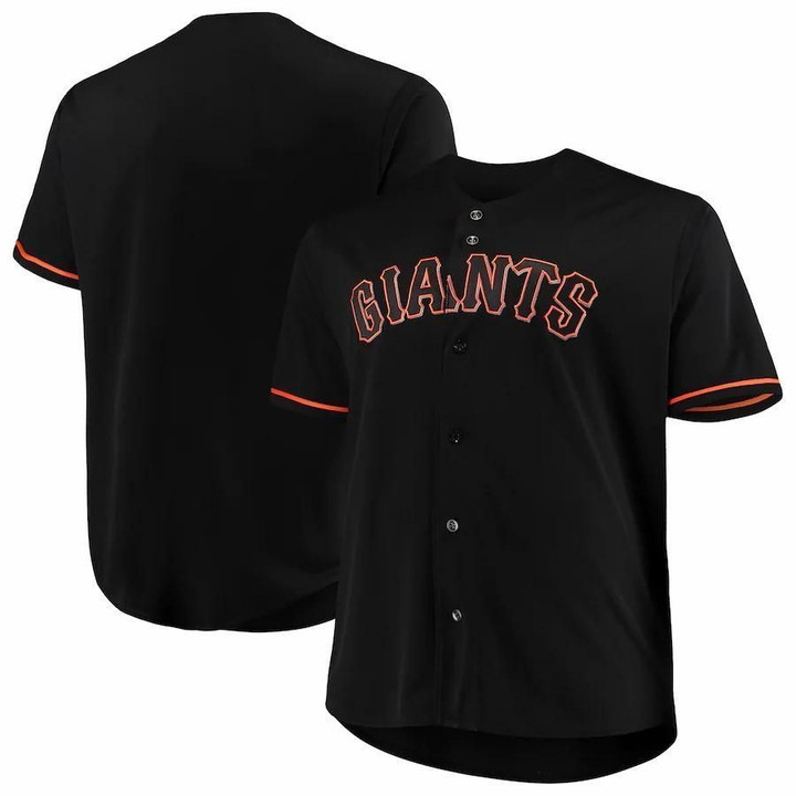 Men's San Francisco Giants Majestic Big And Tall Pop Fashion Jersey - Black , MLB Jersey