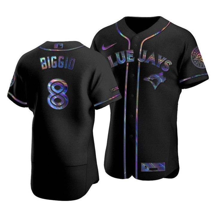 Men's Toronto Blue Jays Cavan Biggio #8 Iridescent Logo Holographic Limited Jersey Black , MLB Jersey