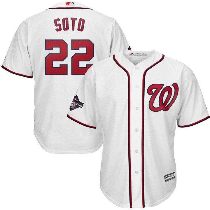 Men's Juan Soto Washington Nationals Majestic 2019 World Series Champions Home Big And Tall Cool Base Player Jersey - White , MLB Jersey