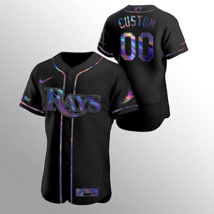 Custom Tampa Bay Rays Black  Iridescent Holographic Jersey