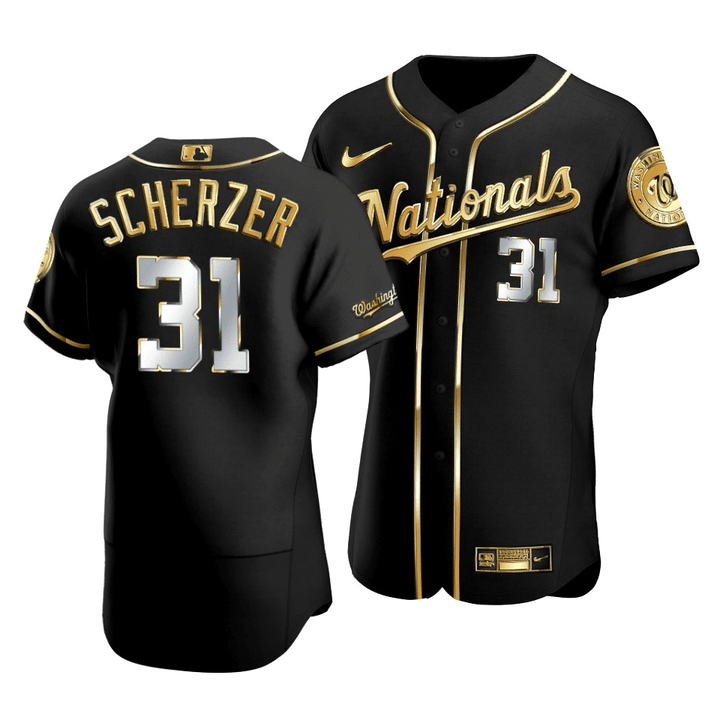 Men's Washington Nationals Max Scherzer #31 Gold Edition Black  Jersey , MLB Jersey