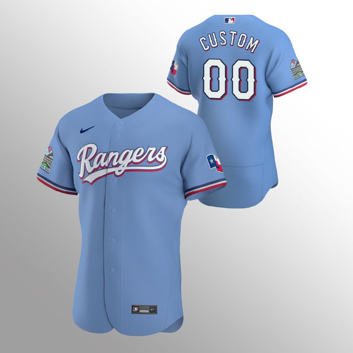 Texas Rangers Custom Light Blue Alternate Jersey