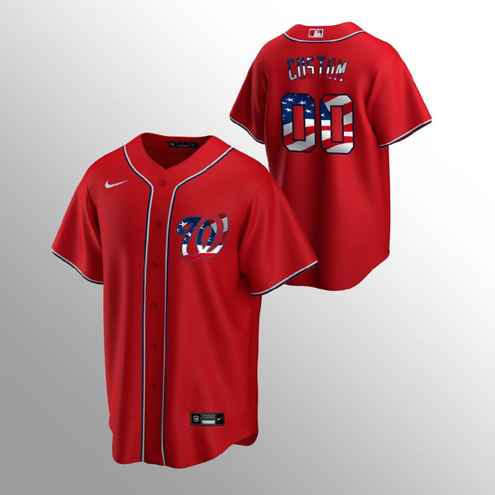 Washington Nationals Custom Red 2021 Stars & Stripes 4th of July Jersey