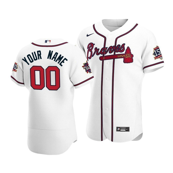 Youth - Atlanta Braves Custom #00 2021 MLB All-Star Game Patch Home White Jersey