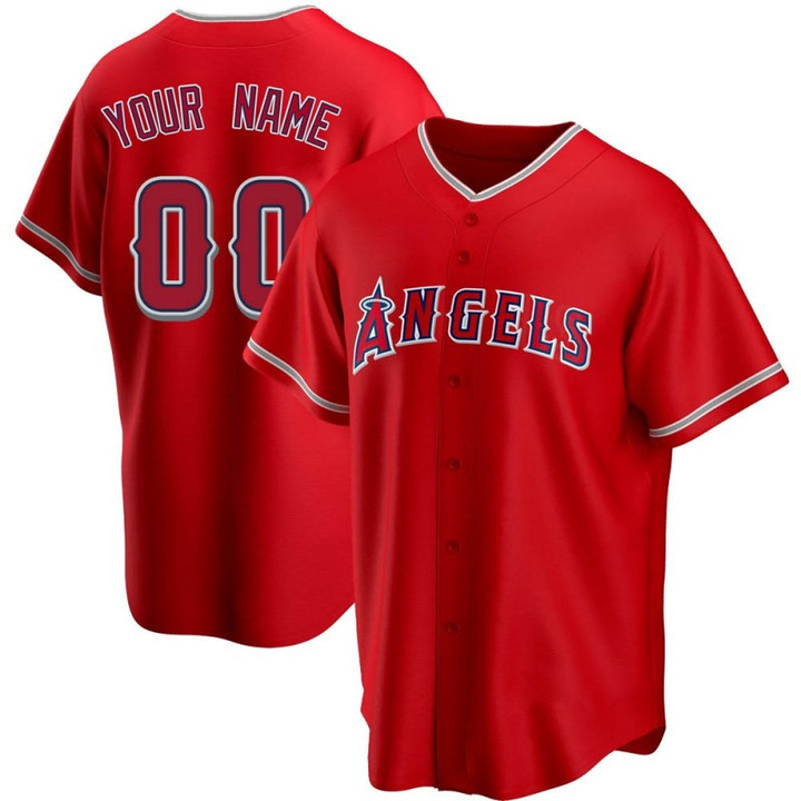 Youth's  Replica Custom  Los Angeles Angels Red Alternate Jersey