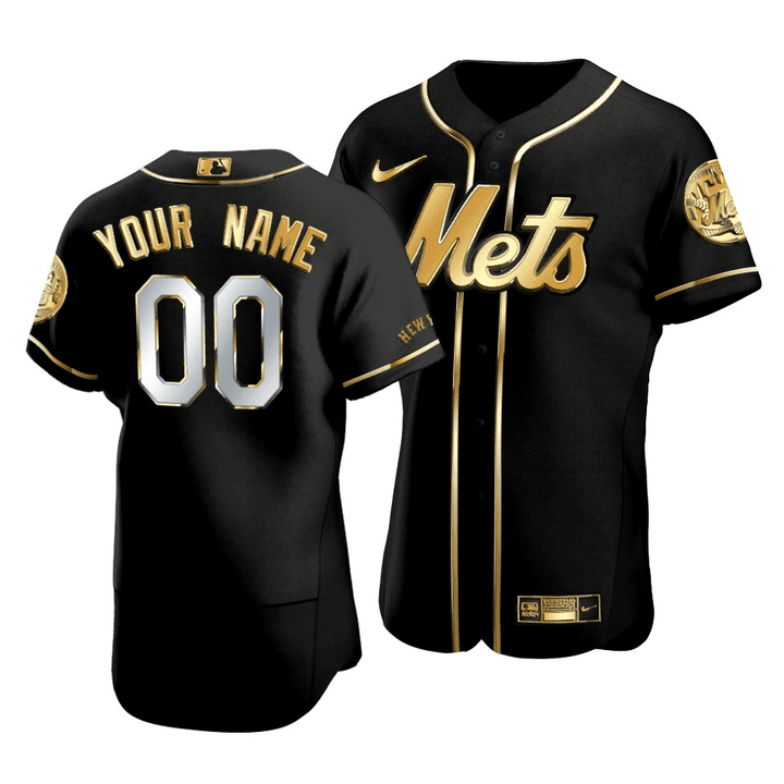Youth's New York Mets Custom #00 Golden Edition Black Jersey