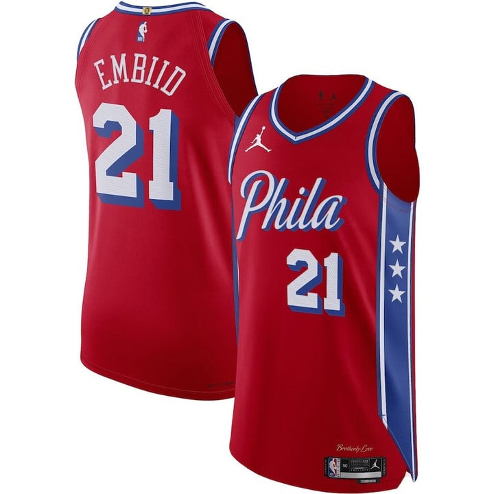 Men's  Joel Embiid Philadelphia 76ers 2022/23 Authentic Jersey - Statet Edition - Red