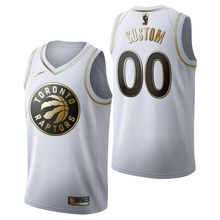 Men's  Toronto Raptors #00 Custom Golden Edition White Jersey