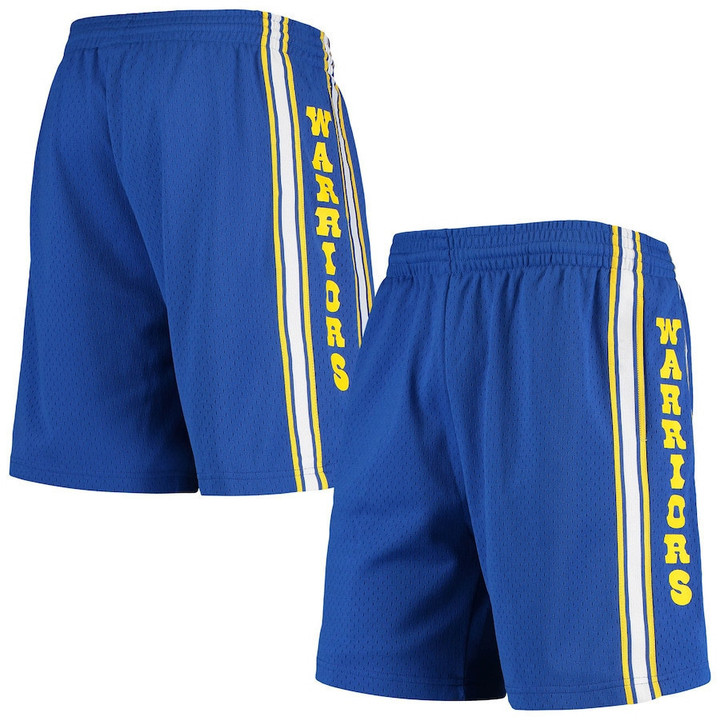 Golden State Warriors  Hardwood Classics Primary Logo Swingman Shorts - Royal