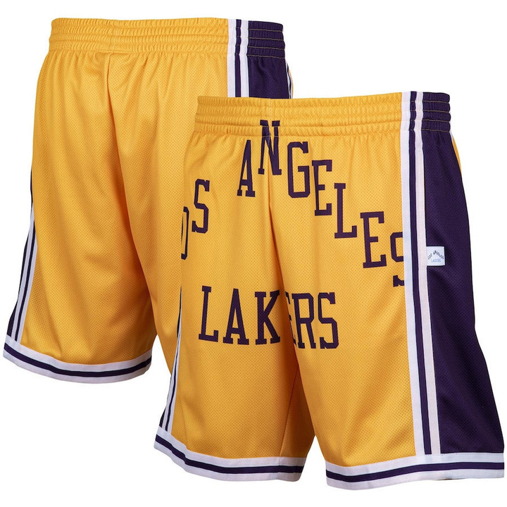 Los Angeles Lakers  Hardwood Classics Big Face 2.0 Shorts - Gold