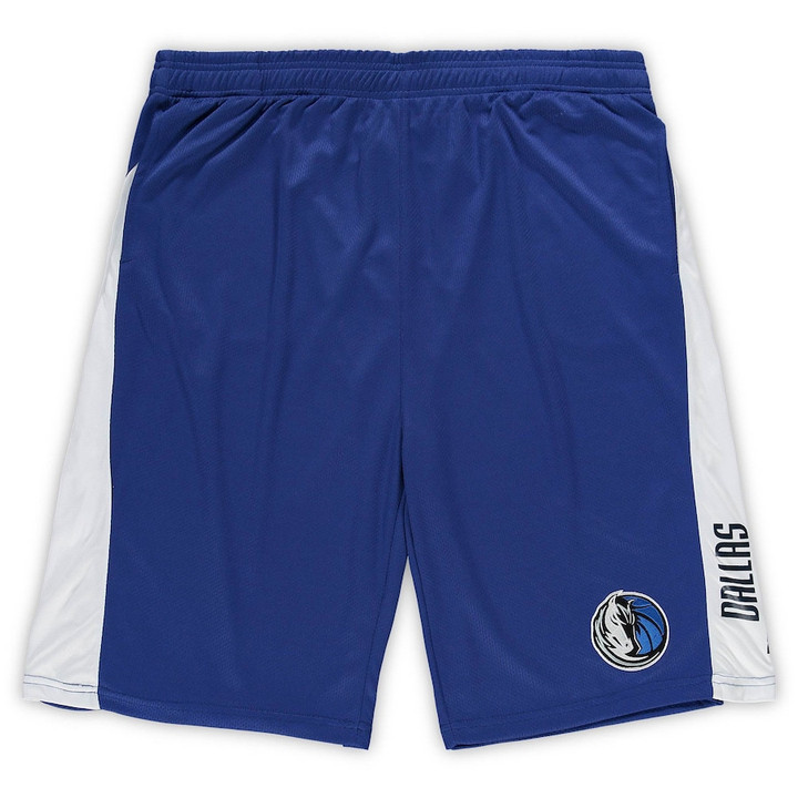 Dallas Mavericks s Branded Big & Tall Wordmark Logo Practice Shorts - Blue/White