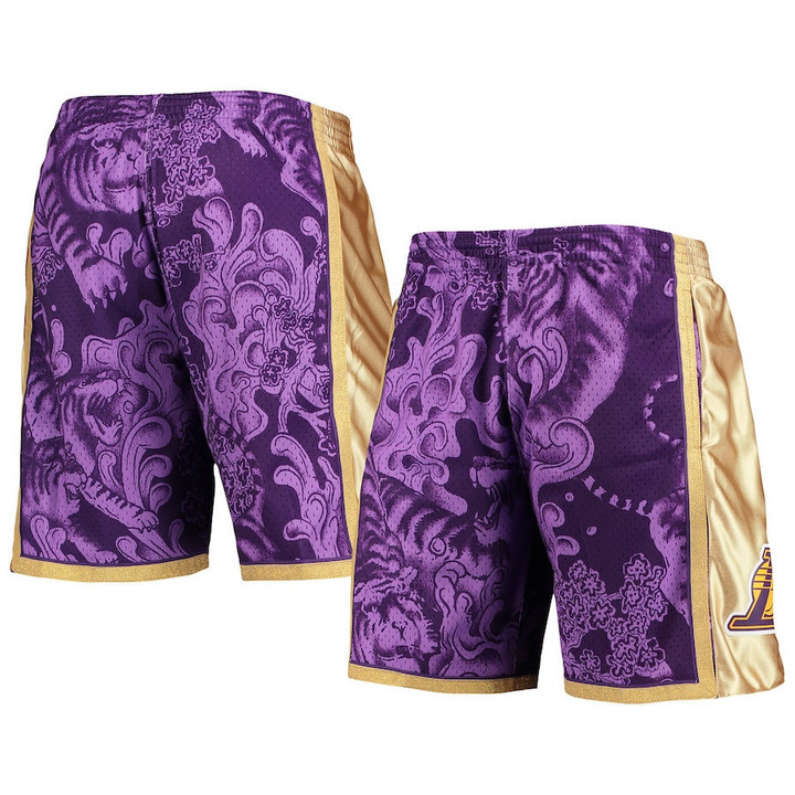 Los Angeles Lakers  Hardwood Classics Lunar New Year Swingman Shorts - Purple