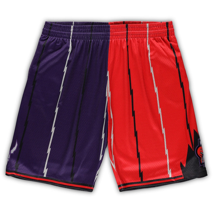 Toronto Raptors  Big & Tall Hardwood Classics Split Swingman Shorts - Purple/Red