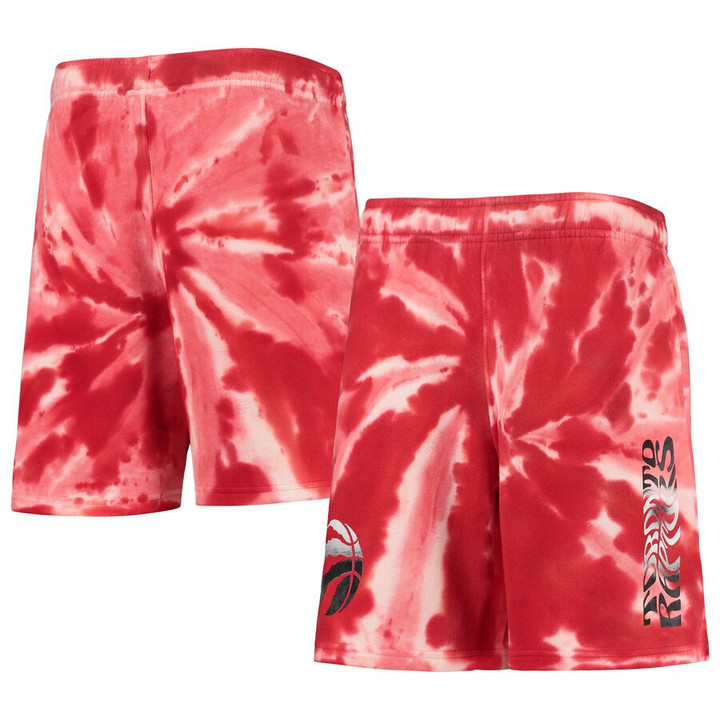 Toronto Raptors Youth Santa Monica Tie-Dye Shorts - Red