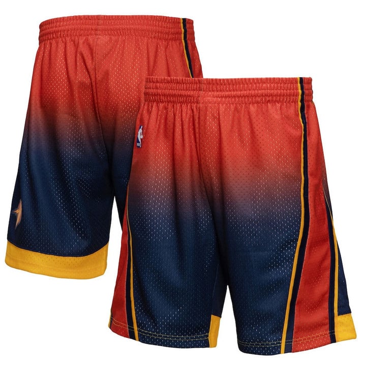 Golden State Warriors  2009/10 Hardwood Classics Fadeaway Reload 3.0 Swingman Shorts - Navy/Orange