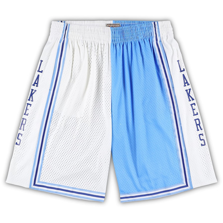 Los Angeles Lakers  Big & Tall Hardwood Classics Split Swingman Shorts - Powder Blue/White