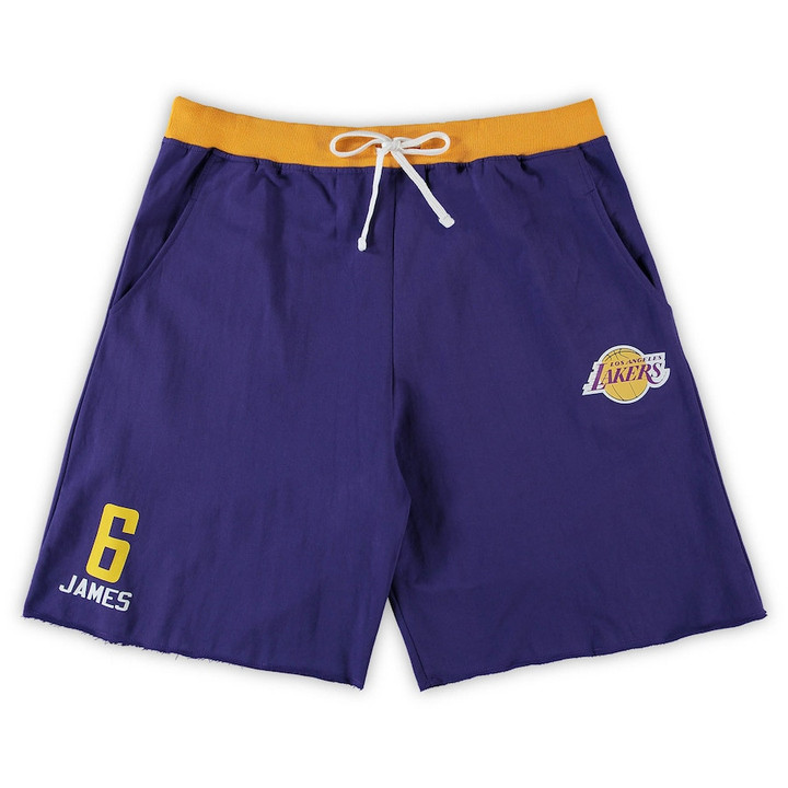 LeBron James Los Angeles Lakers Big & Tall French Terry Name & Number Shorts - Purple
