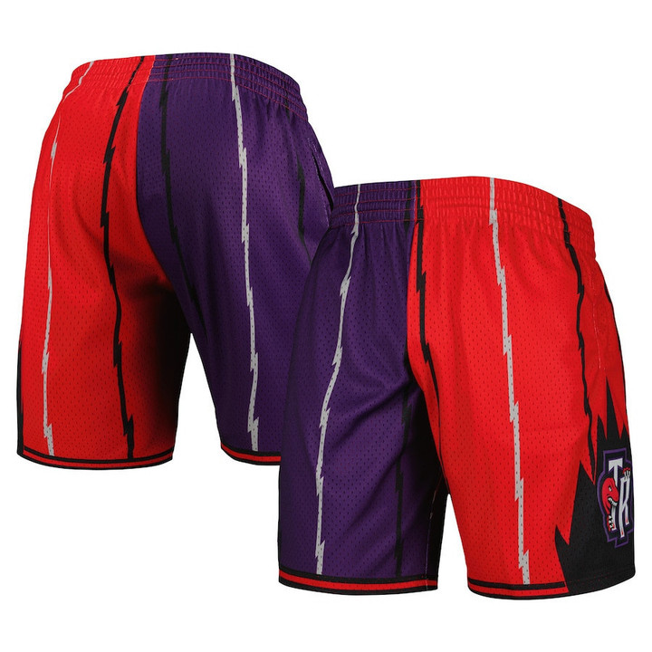 Toronto Raptors  Hardwood Classics 1998 Split Swingman Shorts - Purple/Red