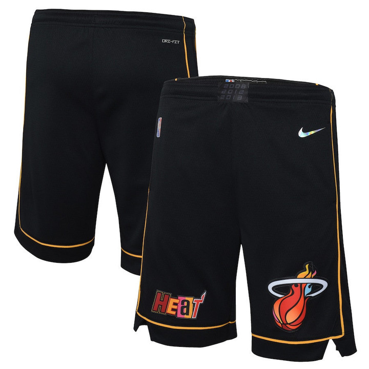 Miami Heat  Youth 2021/22 City Edition Courtside Swingman Shorts - Black