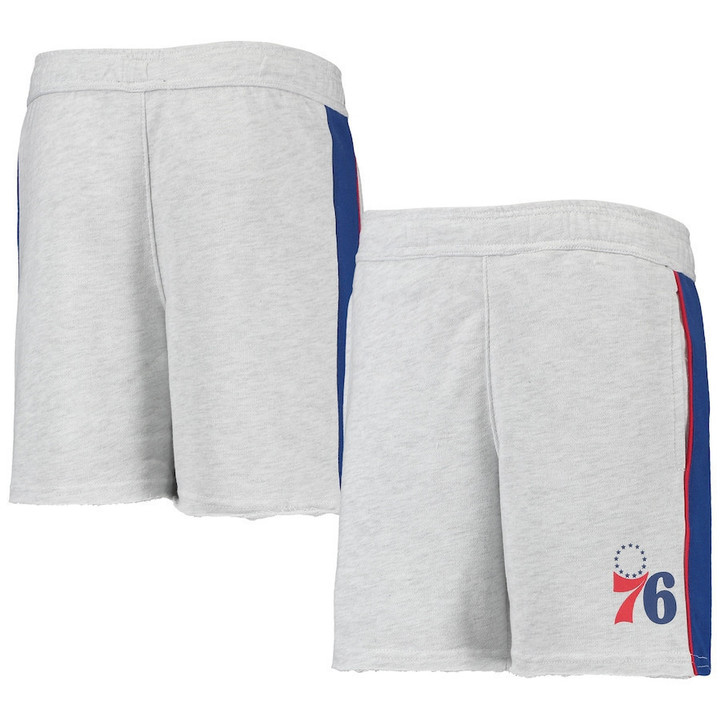 Philadelphia 76ers Youth Wingback Shorts - Heathered Gray