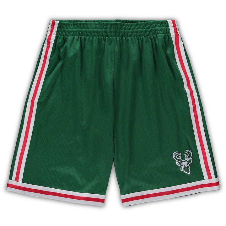 Milwaukee Bucks  Big & Tall Hardwood Classics Team Swingman Shorts - Green